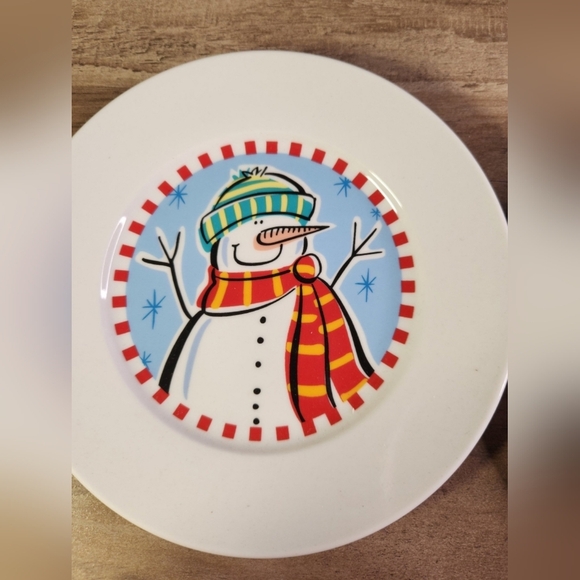 2/$30 Kathtryn Beich Snowman Dessert Appetizer Plates - Picture 8 of 9